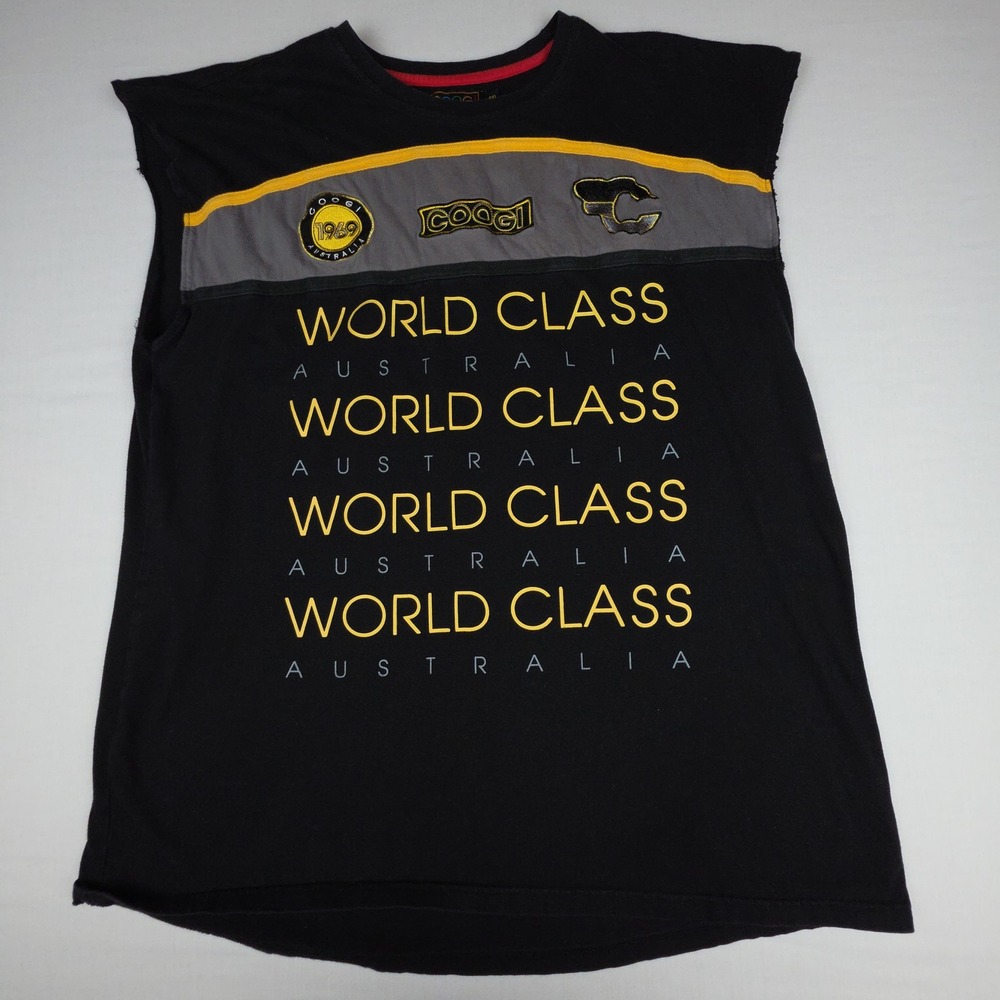 COOGI World Class Australia Muscle Tee Mens 4XL Black Graphic Cut Off Cotton
